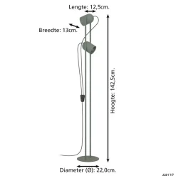 EGLO Tilston Vloerlamp - E14 - 142.5 cm - Groen - Kantelbaar New