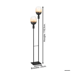 EGLO Valdemoro Vloerlamp - E27 - 110,5 cm - Zwart - Staal Online