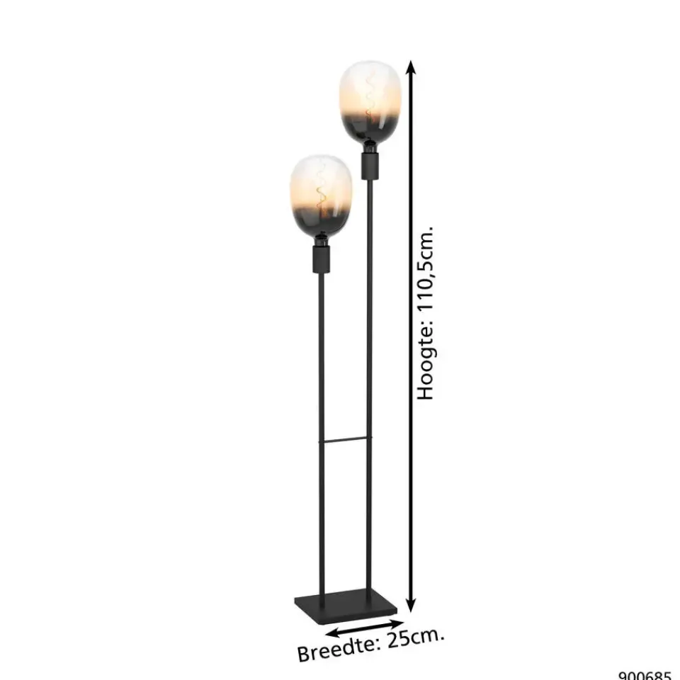 EGLO Valdemoro Vloerlamp - E27 - 110,5 cm - Zwart - Staal Online