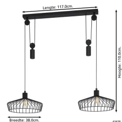 EGLO Winkworth Hanglamp - E27 - Ø 50 cm - Zwart Clearance