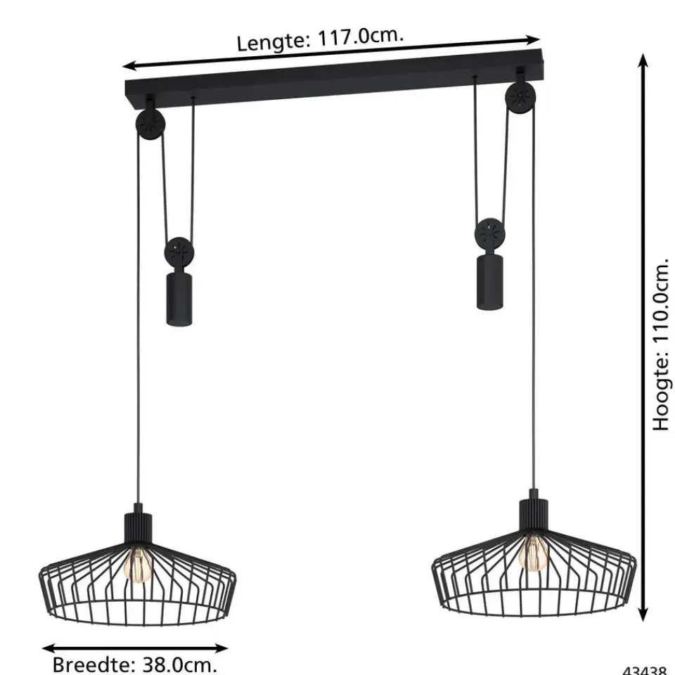EGLO Winkworth Hanglamp - E27 - Ø 50 cm - Zwart Clearance