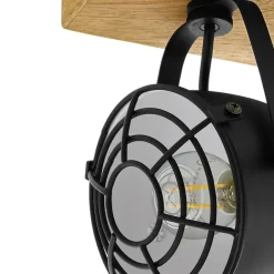 EGLO Gatebeck-wand/plafondlamp-2-lichts-E14-hout/zwart Discount