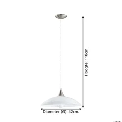 EGLO Lazolo-Hanglamp-1Lichts-Ø420mm.-Nikkel-Mat-WitGelakt Online