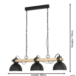 EGLO LubenhamHanglamp-E27-90cm-Zwart/Bruin Clearance