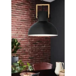 EGLO LubenhamHanglamp-1lichts-Ø30cm.-E27-Zwart/hout New