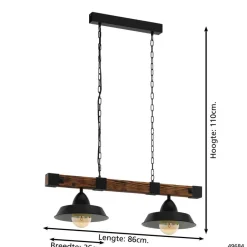 EGLO OldburyHanglamp-E27-86cm-Zwart/Bruin/Landelijk Outlet