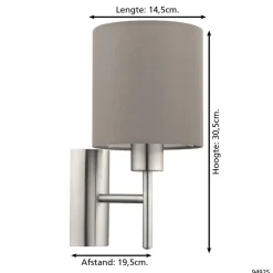 EGLO Pasteri-Wandlamp-1Lichts-Nikkel-Mat-Taupe Hot