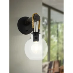 EGLO RodingWandlamp-E27-35cm-Zwart/Bruin Clearance