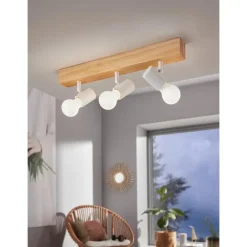 EGLO Townshend3-Plafondlamp-3-lichts-E27-eikenhout/wit Clearance