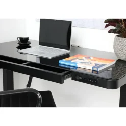 IVOL Elektrisch verstelbaar bureau / thuiswerkplek - 120x60 cm - Glas zwar Online
