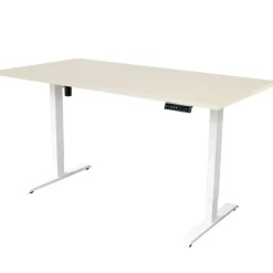 Sedero Elektrisch verstelbaar bureau - 140x80 cm - Single motor - Wit / Licht eiken Discount