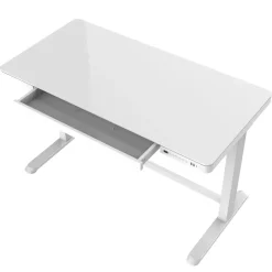 Euroseats Elektrisch verstelbaar bureau / thuiswerkplek - 120x60 cm - Glas wit Sale