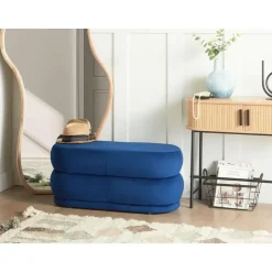 Leen Bakker ELLENDALE - Bankje - Marineblauw - Fluweel Outlet