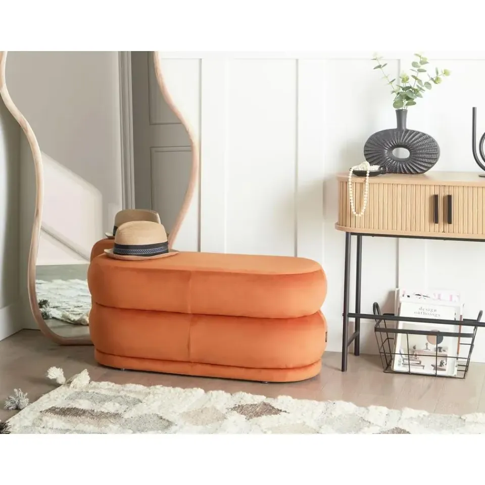 Leen Bakker ELLENDALE - Bankje - Oranje - Fluweel Sale