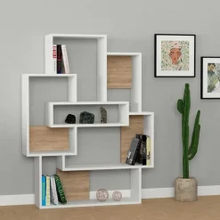 Emob Boekenplank Woody Fashion - 101 x 22 x 132 cm - Eiken-wit-design Hot