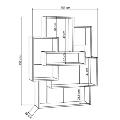 Emob Boekenplank Woody Fashion - 101 x 22 x 132 cm - Eiken-wit-design Hot