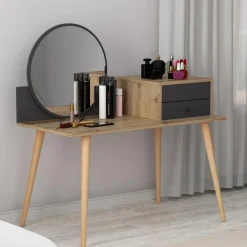 Emob Make-uptafel Woody Fashion - 120 x 60 x 96 cm - Walnut Anthracite-design Sale