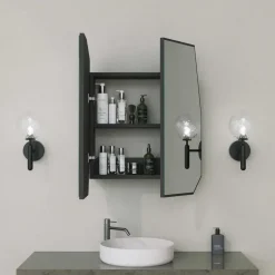 Emob Spiegelkast Woody Fashion - 50 x 12 x 45 cm - Zwart Hot