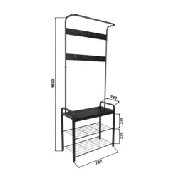 Erro Kapstok met schoenenrek - 72x34x183cm - zwart Best