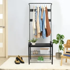 Erro Kapstok met schoenenrek - 72x34x183cm - zwart Best