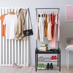 Erro Kapstok met schoenenrek - 72x34x183cm - zwart Best