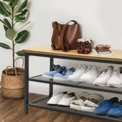 Erro Schoenenrek - metaal/hout - 80x30x45 New