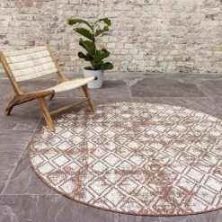 Eva Interior Buitenkleed Rond Frost - Roest - dubbelzijdig 200cm Sale