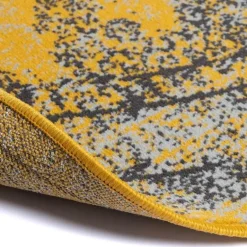 Eva Interior rond vintage Vloerkleed Bloom geel - 100 x 100 cm Hot