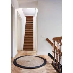 Eva Interior Vloerkleed Jute Rond - Naturel/Antraciet - 160 Ø Sale