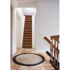 Eva Interior Vloerkleed Jute Rond - Naturel/Antraciet - 180 Ø Online