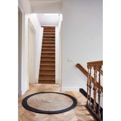 Eva Interior Vloerkleed Jute Rond - Naturel/Antraciet - 180 Ø Online