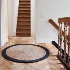 Eva Interior Vloerkleed Jute Rond - Naturel/Antraciet - 120 Ø Clearance