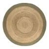 Eva Interior Vloerkleed Jute Rond - Naturel/Groen - 120 Ø Best