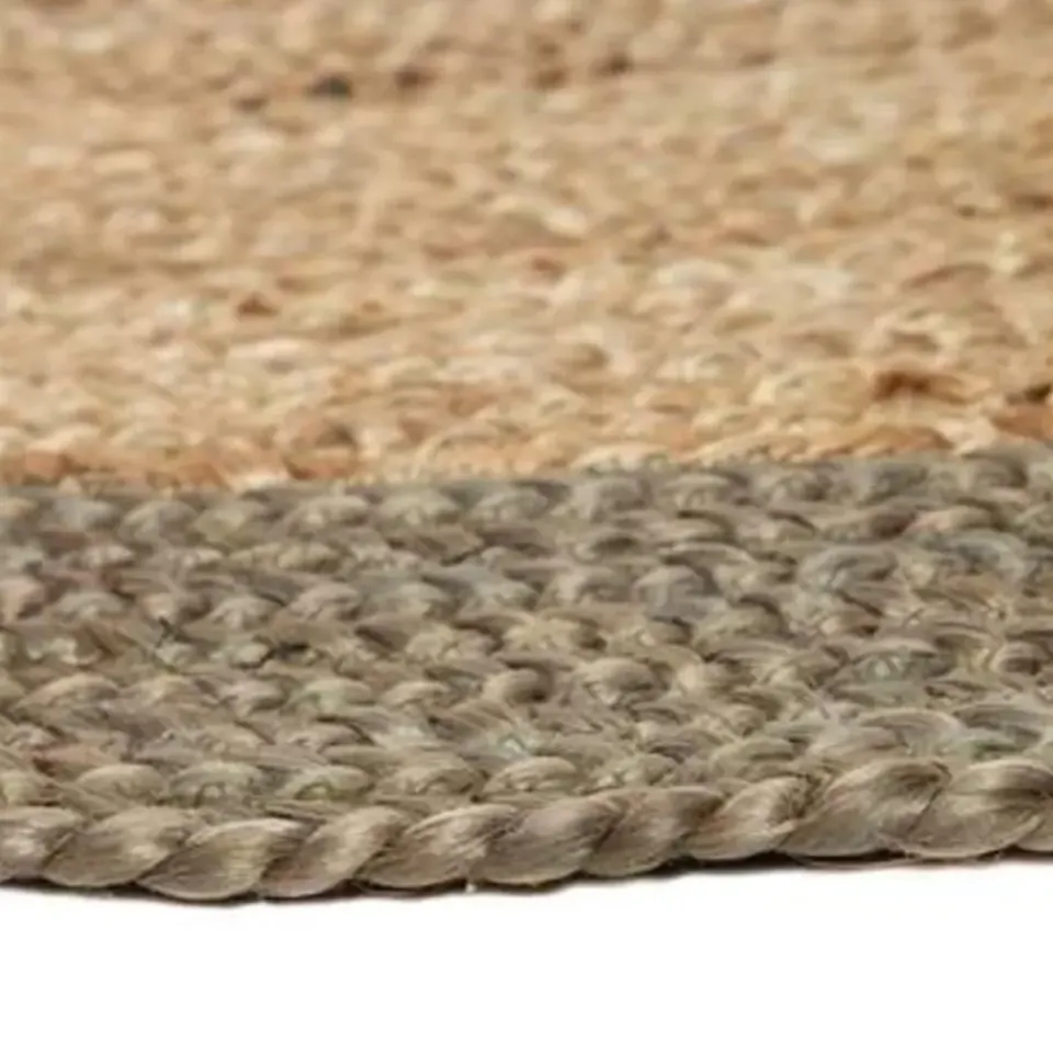 Eva Interior Vloerkleed Jute Rond - Naturel/Groen - 120 Ø Best