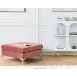 Beliani EVJA - Ottomaan - Roze - Fluweel Outlet