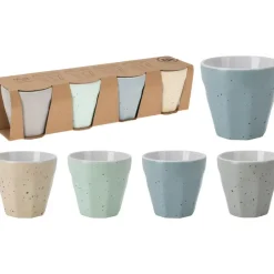 Excellent Houseware Koffiekop - 4x - porselein - 90 ml - gekleurd Discount