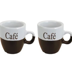 Excellent Houseware Koffiemok - 2x - bruin - keramiek - 150 ml Discount