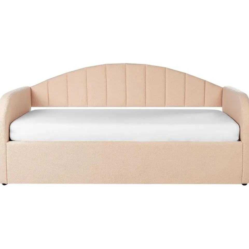 Beliani EYBURIE - Slaapbank - Perzik - 90 x 200 cm - Bouclé Outlet