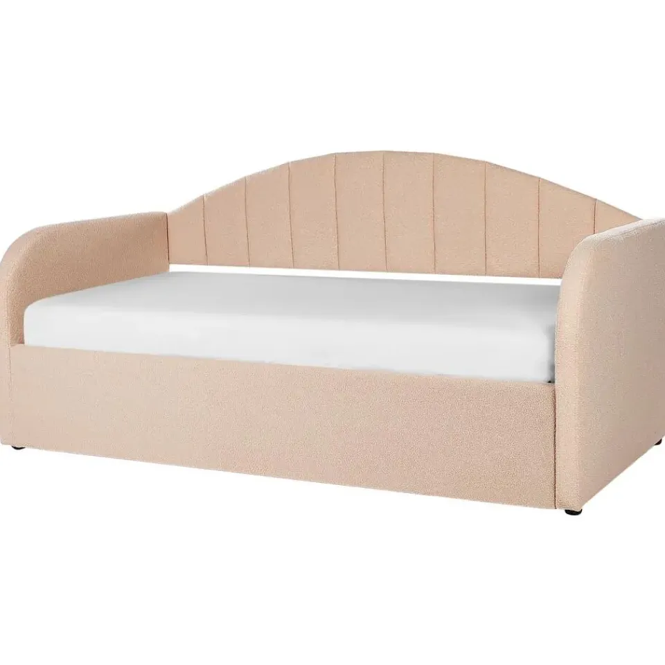 Beliani EYBURIE - Slaapbank - Perzik - 90 x 200 cm - Bouclé Outlet