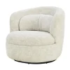 Livingfurn Fauteuil Crème Stof/Staal - Draaibaar - 85x84x76cm - Britt Outlet