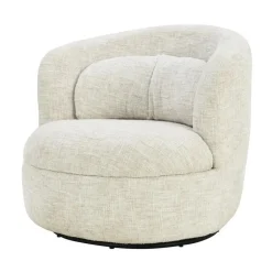 Livingfurn Fauteuil Crème Stof/Staal - Draaibaar - 85x84x76cm - Britt Outlet