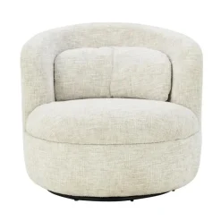 Livingfurn Fauteuil Crème Stof/Staal - Draaibaar - 85x84x76cm - Britt Outlet