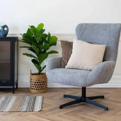 House Nordic Fauteuil Draaibaar - Donkergrijs Stof - 89x80x101cm - Bescia New