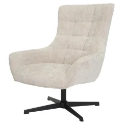 Livingfurn Fauteuil Stof Beige - Draaibaar - Zitdiepte 53cm - 53x53x99cm Discount