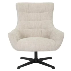 Livingfurn Fauteuil Stof Beige - Draaibaar - Zitdiepte 53cm - 53x53x99cm Discount