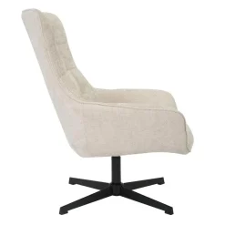 Livingfurn Fauteuil Stof Beige - Draaibaar - Zitdiepte 53cm - 53x53x99cm Discount