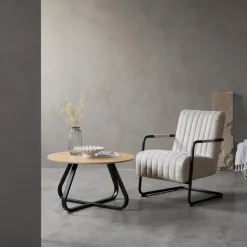 Giga Living Fauteuil Stof/Metaal Zandkleur - Incl. Armleuning - Trout - Set van 2 Outlet