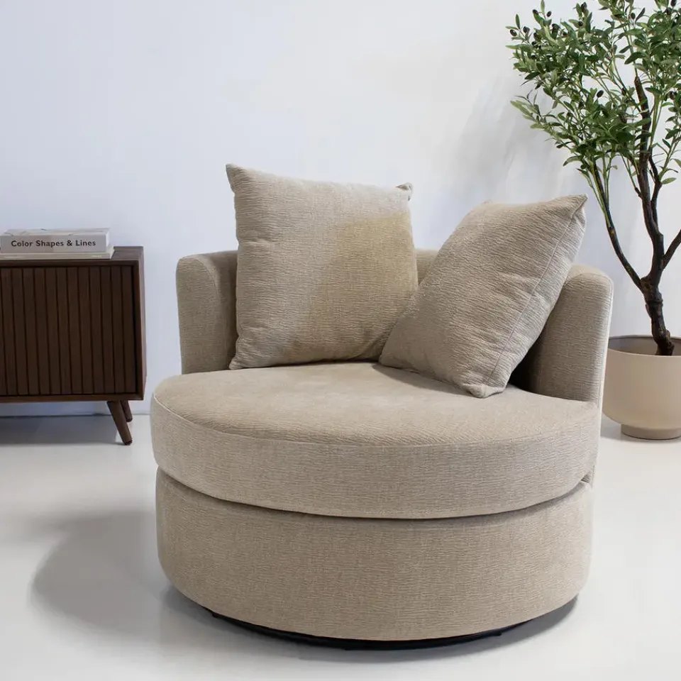 Giga Meubel Fauteuil Taupe Stof - Zithoogte 45cm - Thony Luxe Hot