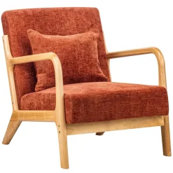 Nordlys Fauteuil van massief hout en terracotta stof Online