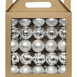 Feeric lights & Christmas Feeric Christmas kerstballen - 25x - 6cm - zilver/wit Discount